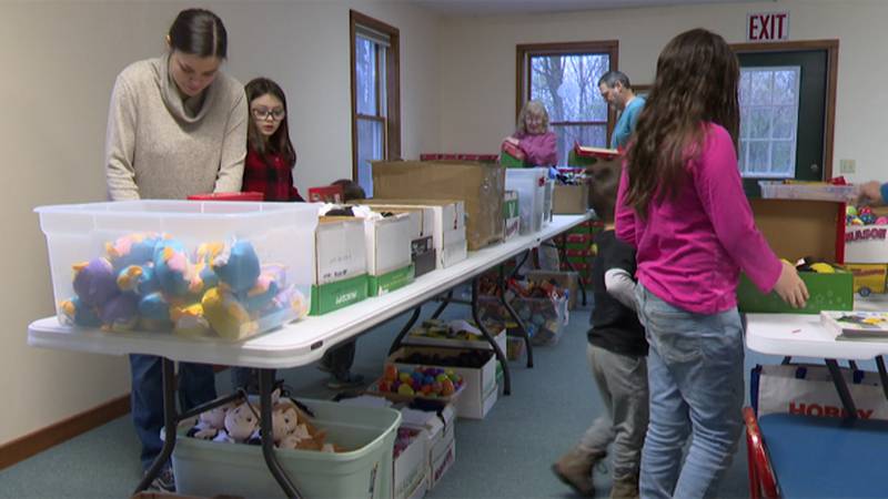 Volunteers were busy packing boxes to help make Christmas better for children overseas.