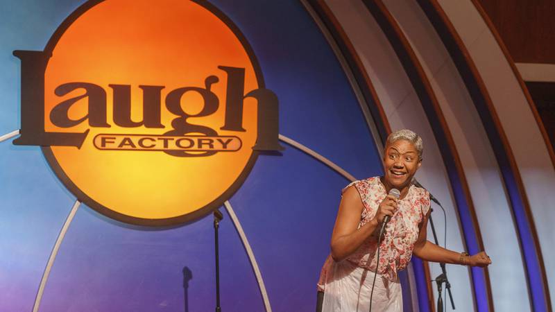 Stand-up comedian and actress Tiffany Haddish entertains guests at Laugh Factory Hollywood,...