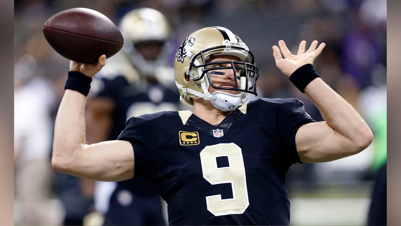 FILE -- New Orleans Saints quarterback Drew Brees (9) warms up before an NFL football game...