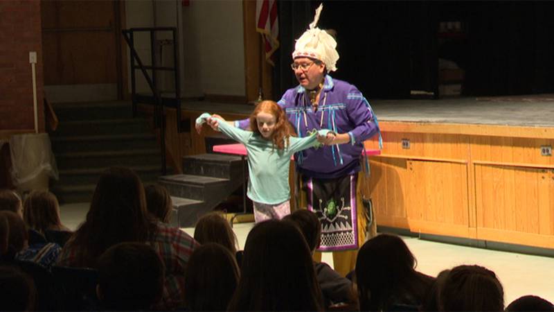 Native American storyteller Gerry Pound entertained and enlightened students at Canton Central...