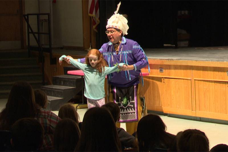 Native American storyteller Gerry Pound entertained and enlightened students at Canton Central...