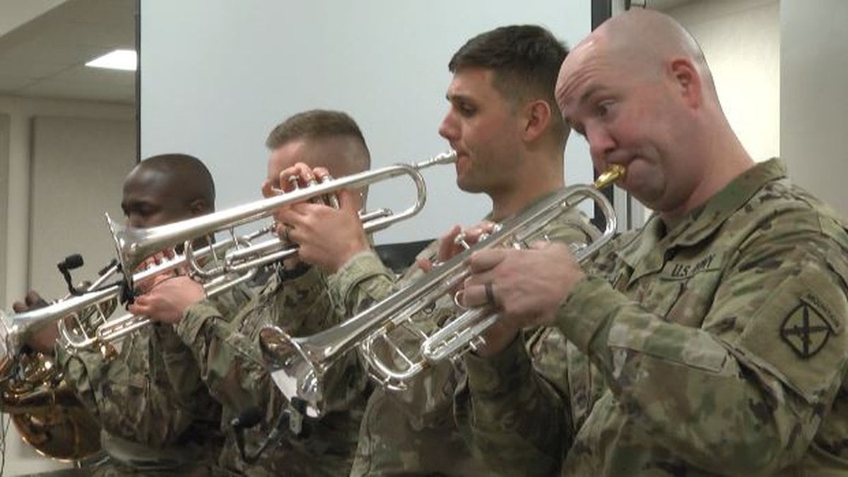 The 10th Mountain Division Band, seen in a file photo from 2021.
