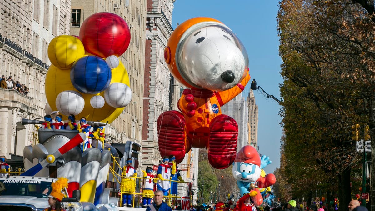 FILE - The Astronaut Snoopy balloon is on Central Park West in New York City during Macy's...